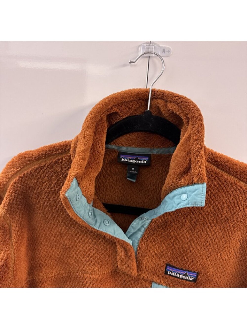 Patagonia Sweater Women Medium Copper Teal Pullover Snap Fleece Polartec Better - Picture 3 of 10